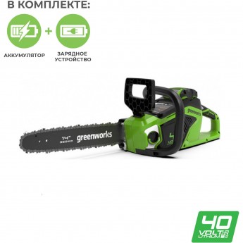 Аккумуляторная бесщёточная цепная пила GREENWORKS GD40CS15 40V (35 см) с АКБ 2АЧ и ЗУ