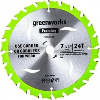 Диск по дереву GREENWORKS Ø184 мм 24T для пилы 1500907